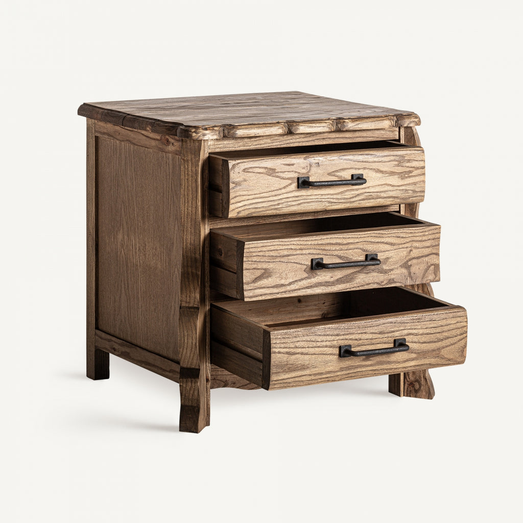 Elm wood bedside table