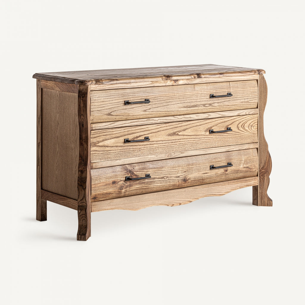 Elm wood chest of drawers