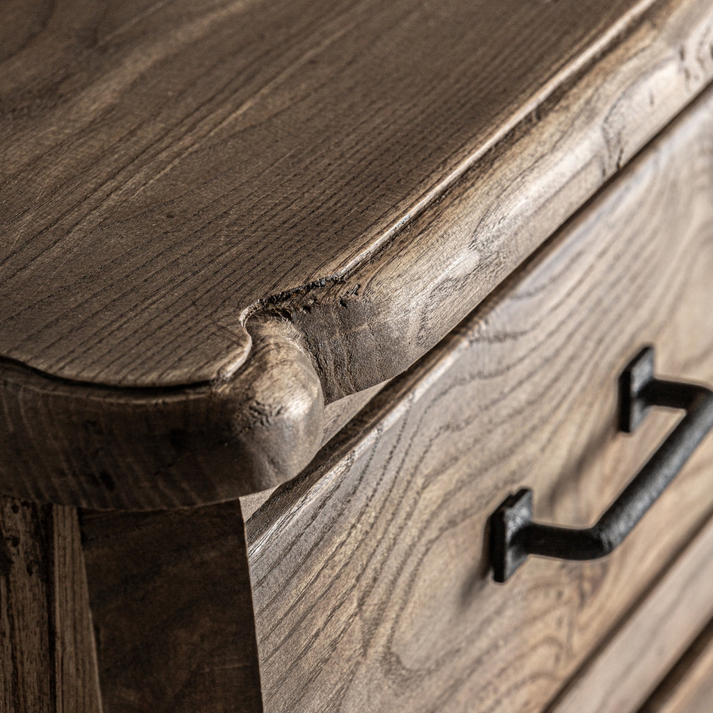 Elm wood chest of drawers