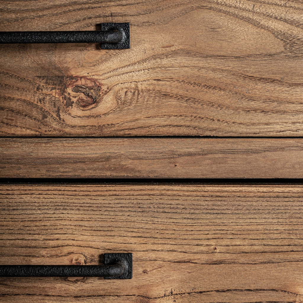 Elm wood chest of drawers