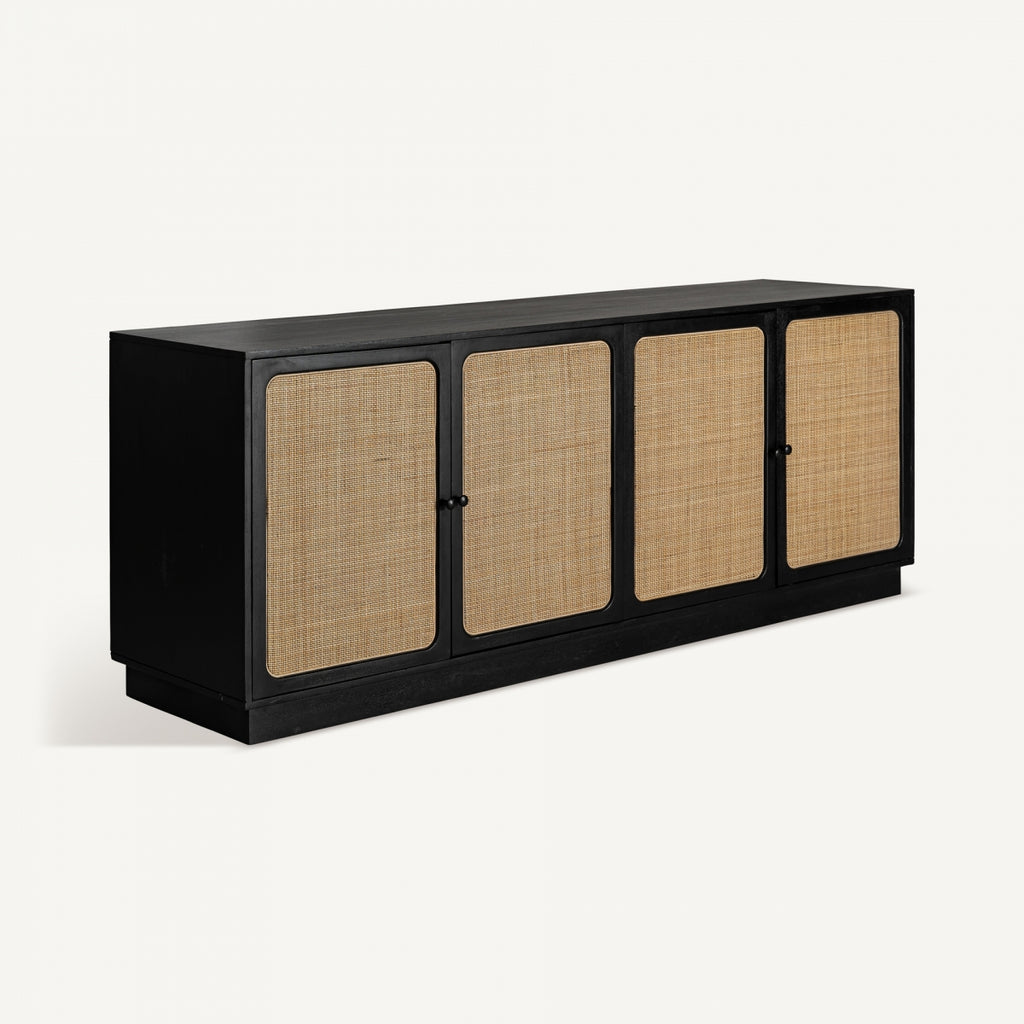 Black rattan sideboard