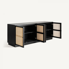 Cargar imagen en el visor de la galería, Black rattan sideboard