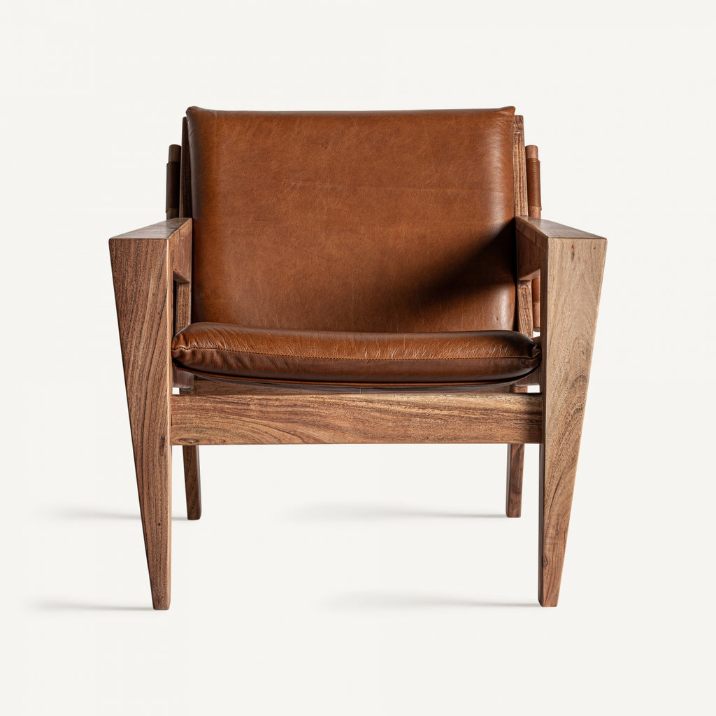 Acacia/Leather Armchair