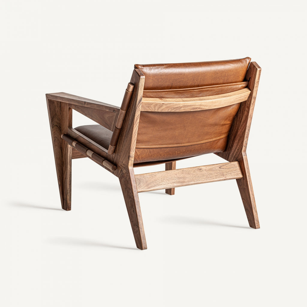 Acacia/Leather Armchair