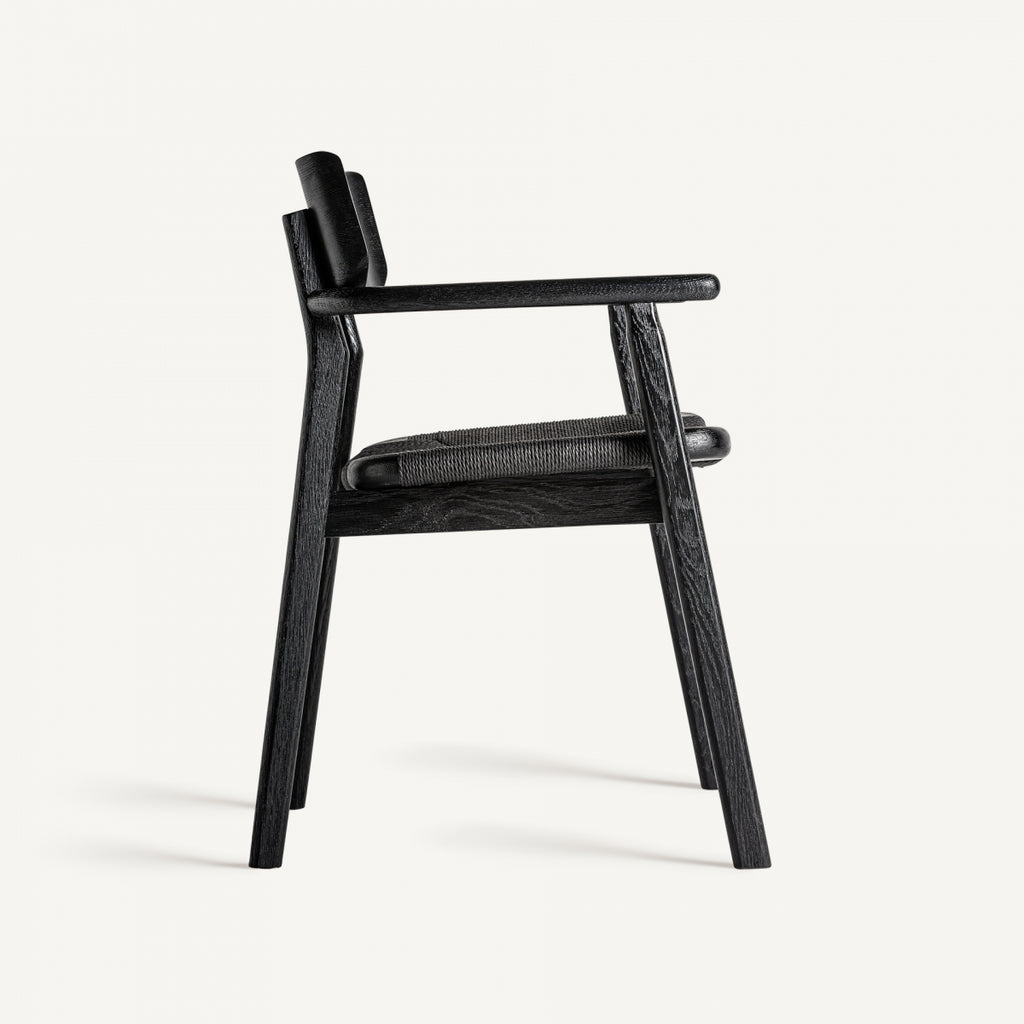 Oak dining chair with armrest