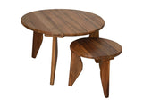 Round Coffee Table S/2-Ø40X35/Ø70X45-Natural-Teak