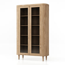 Cargar imagen en el visor de la galería, Display Cabinet 2 Door-120x50x200-Natural-Oak