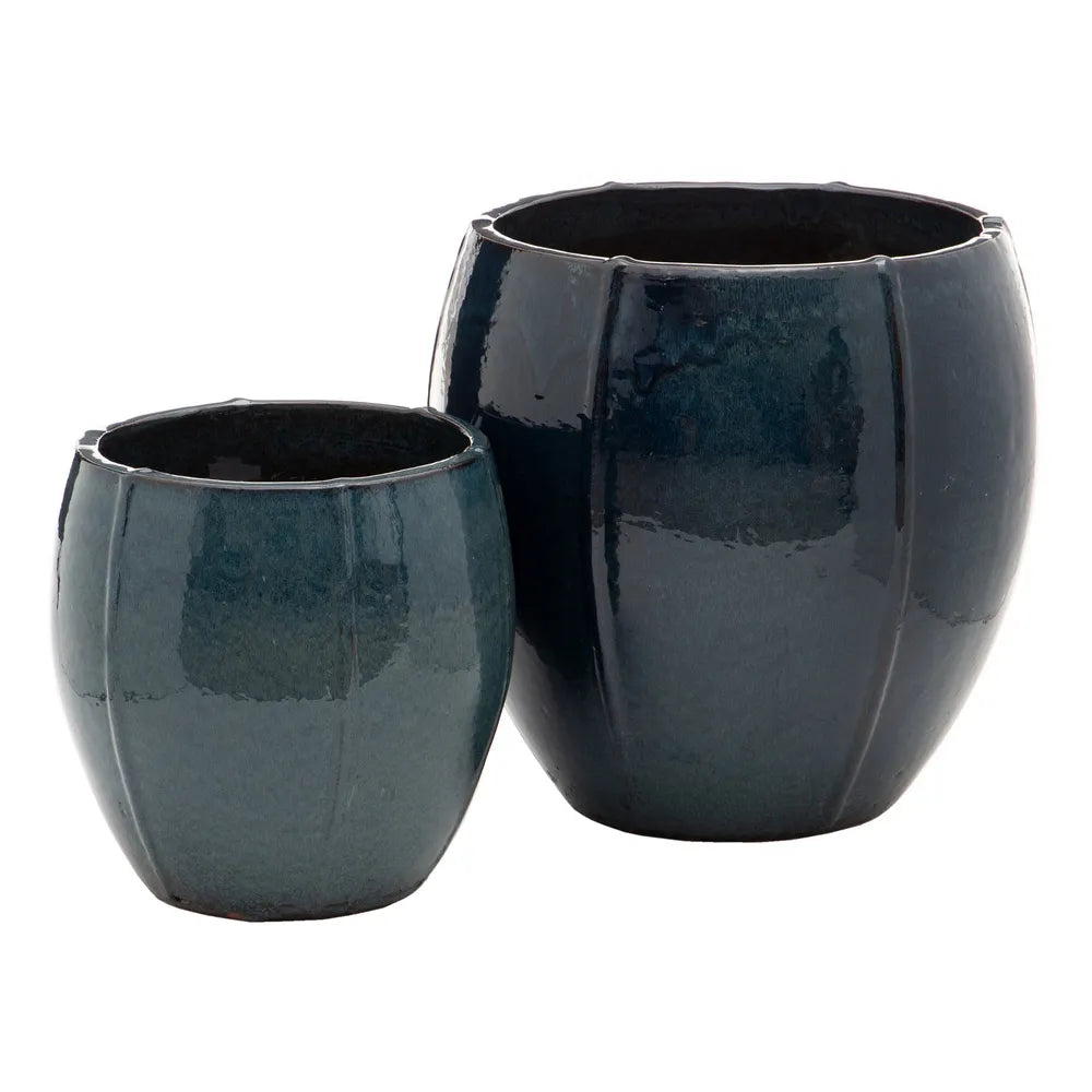 S/2 PLANTERS BLUE CERAMIC 55 X 55 X 55 CM