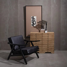 Load image into Gallery viewer, ARMCHAIR BLACK TEAK WOOD-LEATHER 70 X 75 X 70 CM