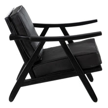 Load image into Gallery viewer, ARMCHAIR BLACK TEAK WOOD-LEATHER 70 X 75 X 70 CM