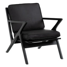 Load image into Gallery viewer, BLACK TEAK WOOD-LEATHER ARMCHAIR 78 X 64 X 75 CM