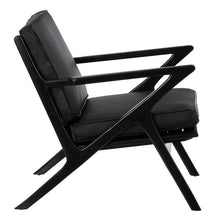 Load image into Gallery viewer, BLACK TEAK WOOD-LEATHER ARMCHAIR 78 X 64 X 75 CM