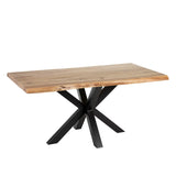 DINING TABLE NATURAL-BLACK WOOD-IRON 160 X 90 X 76 CM