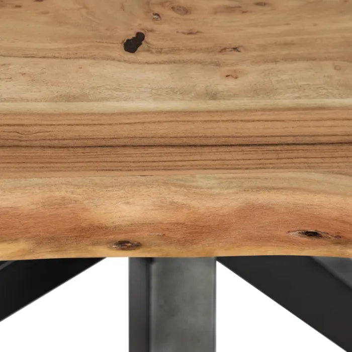 DINING TABLE NATURAL-BLACK WOOD-IRON 160 X 90 X 76 CM