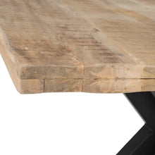 Load image into Gallery viewer, DINING TABLE NATURAL-BLACK WOOD-IRON 130 X 130 X 76 CM