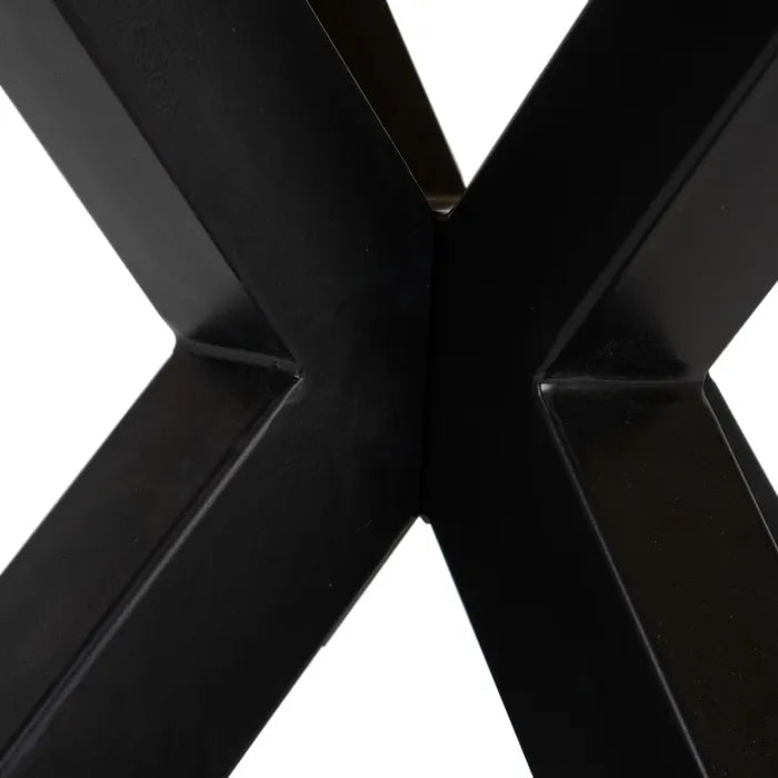 DINING TABLE NATURAL-BLACK WOOD-IRON 130 X 130 X 76 CM