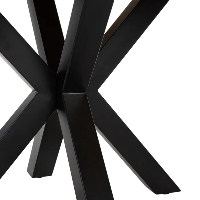 DINING TABLE NATURAL-BLACK WOOD-IRON 130 X 130 X 76 CM