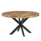 DINING TABLE NATURAL-BLACK WOOD-IRON 140 X 140 X 77 CM