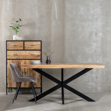 Load image into Gallery viewer, DINING TABLE NATURAL-BLACK WOOD-IRON 160 X 90 X 79 CM