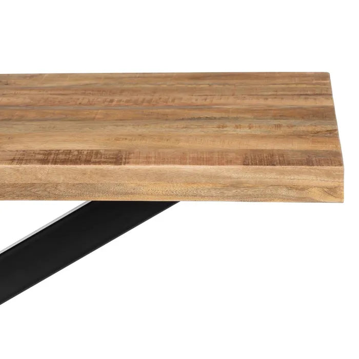 DINING TABLE NATURAL-BLACK WOOD-IRON 160 X 90 X 79 CM