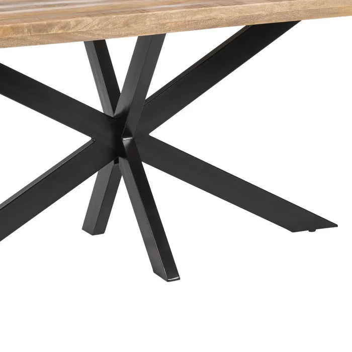 DINING TABLE NATURAL-BLACK WOOD-IRON 160 X 90 X 79 CM