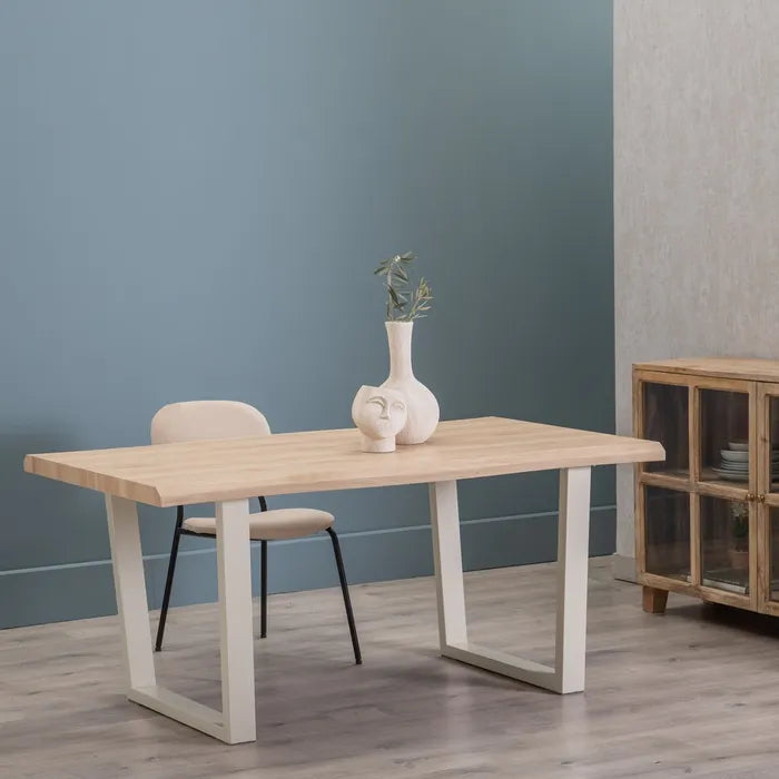 DINING TABLE NATURAL-CREAM MDF-METAL 160 X 90 X 75 CM