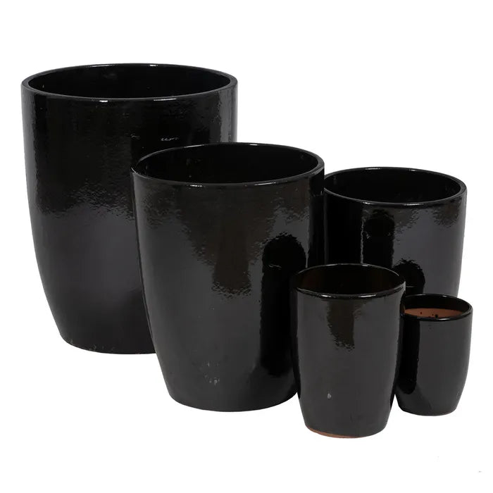 S/5 VASES BLACK CERAMIC DECORATION 56 X 56 X 70 CM