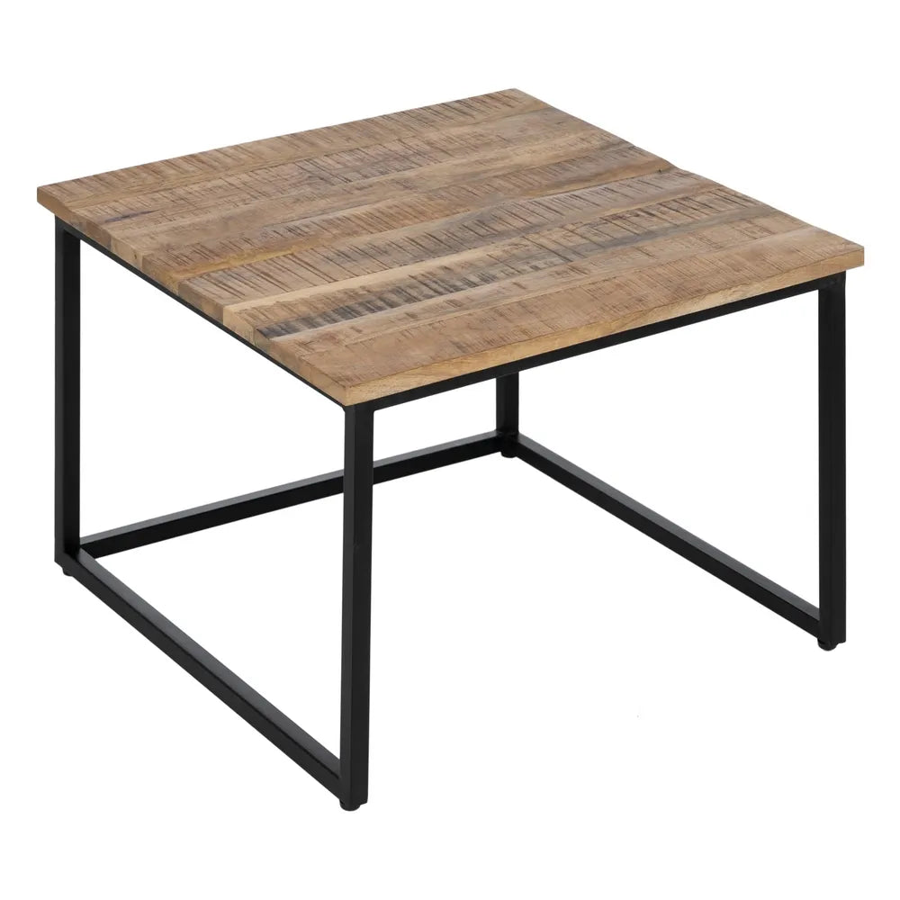 S/2 NATURAL WOOD-METAL COFFEE TABLE 60 X 60 X 42 CM