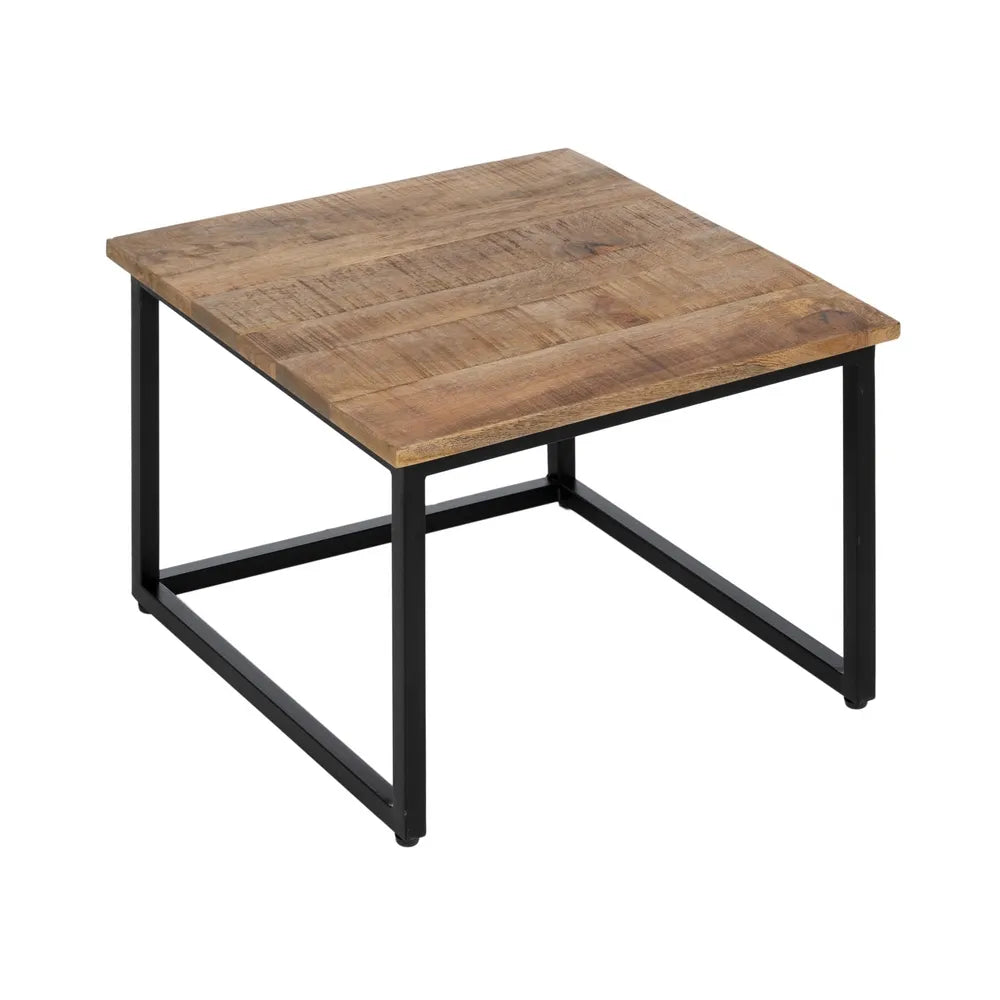 S/2 NATURAL WOOD-METAL COFFEE TABLE 60 X 60 X 42 CM