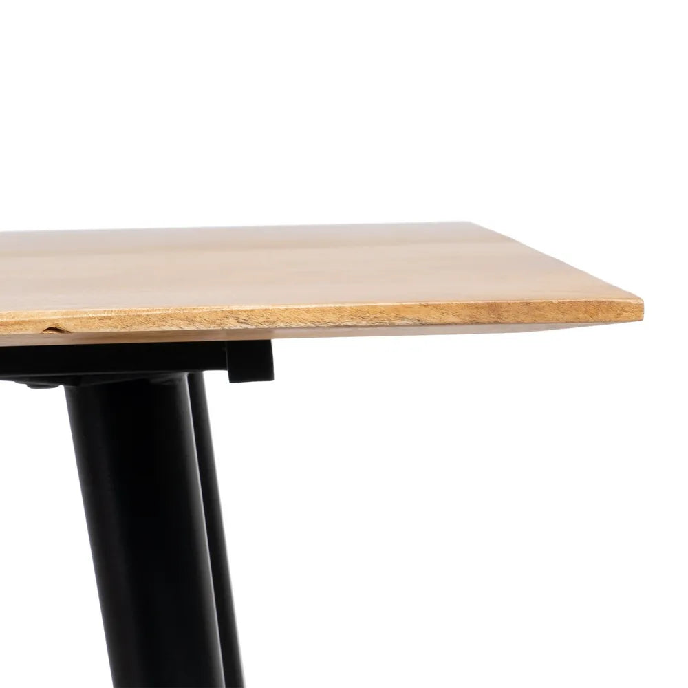 DINING TABLE NATURAL-BLACK WOOD-IRON 160 X 90 X 77 CM