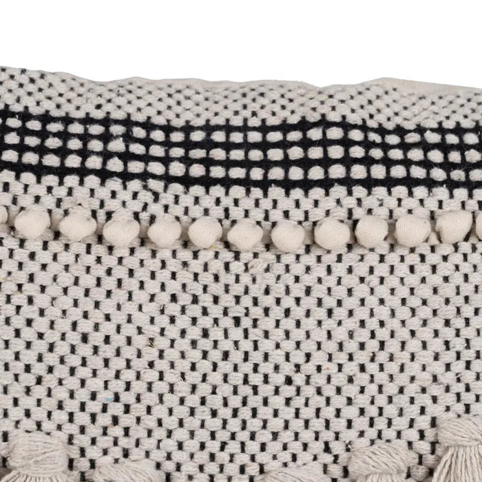 BEIGE-BLACK COTTON CUSHION 30 X 60 CM