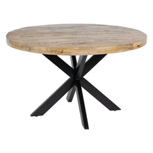 Load image into Gallery viewer, DINING TABLE NATURAL-BLACK WOOD-IRON 130 X 130 X 77 CM