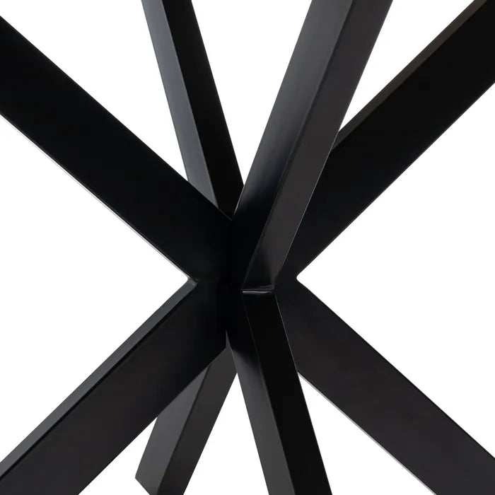 DINING TABLE NATURAL-BLACK WOOD-IRON 130 X 130 X 77 CM