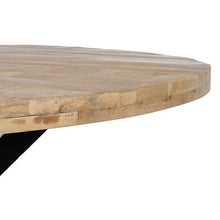 Carica l&#39;immagine nel visualizzatore di Gallery, DINING TABLE NATURAL-BLACK WOOD-IRON 150 X 150 X 77 CM