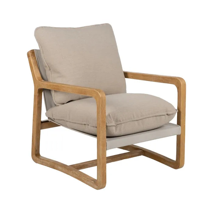 NATURAL FABRIC-WOOD ARMCHAIR 65 X 69 X 83 CM