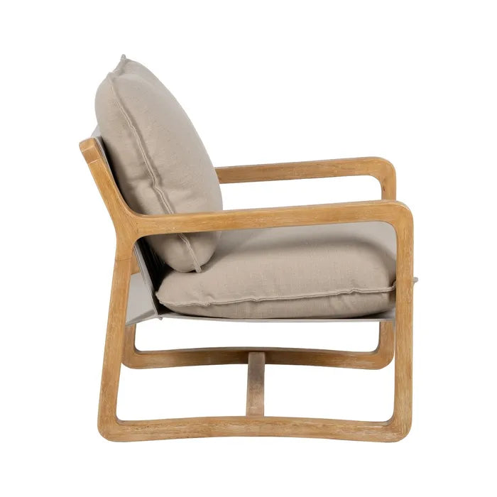 NATURAL FABRIC-WOOD ARMCHAIR 65 X 69 X 83 CM