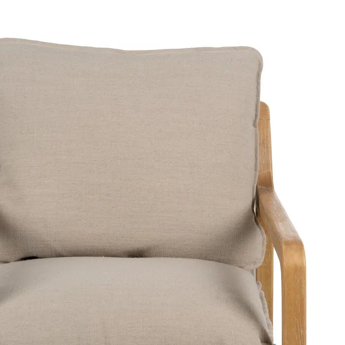 NATURAL FABRIC-WOOD ARMCHAIR 65 X 69 X 83 CM