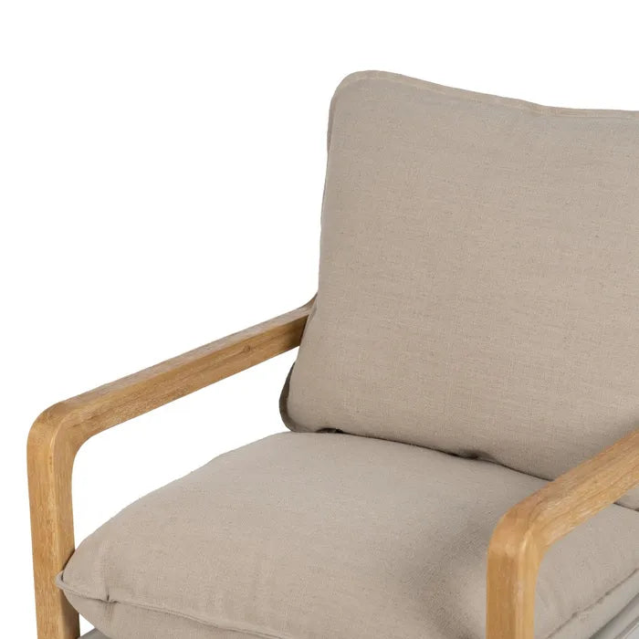 NATURAL FABRIC-WOOD ARMCHAIR 65 X 69 X 83 CM