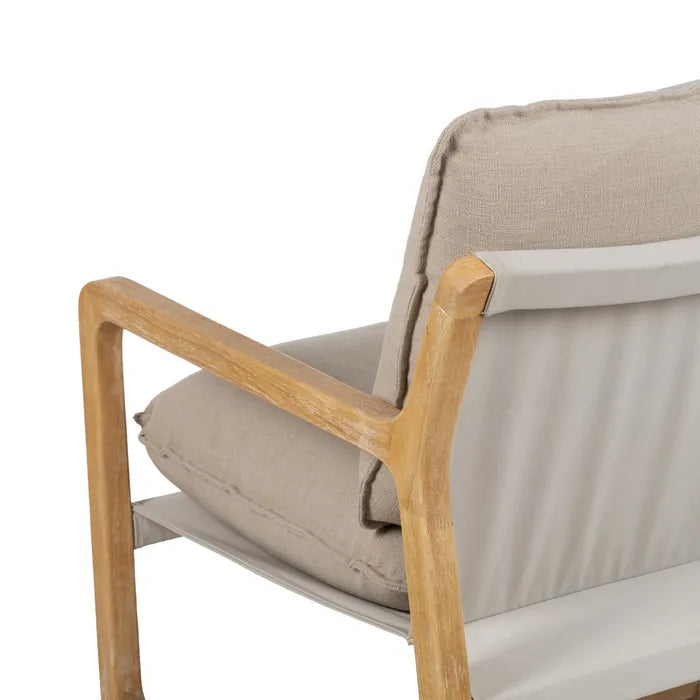 NATURAL FABRIC-WOOD ARMCHAIR 65 X 69 X 83 CM