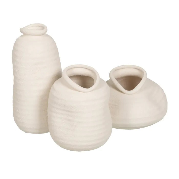 CREAM CERAMIC VASE 10 X 10 X 26 CM