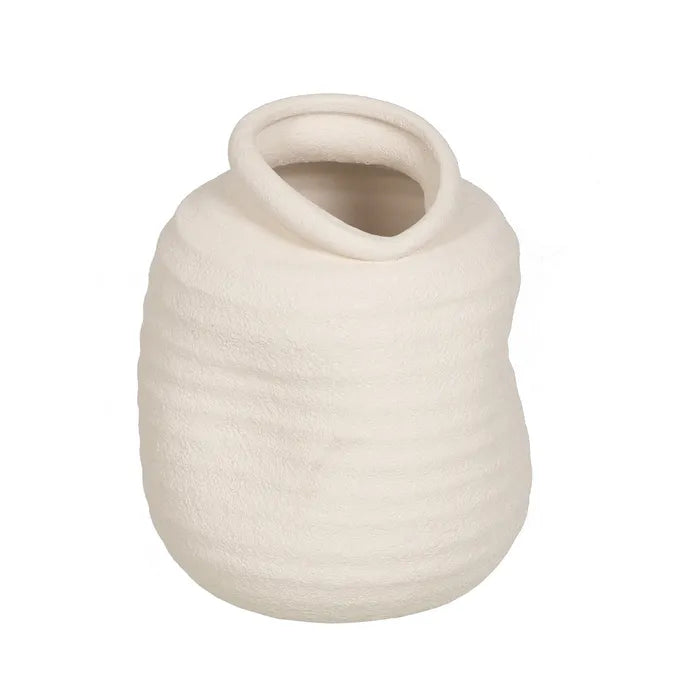 CREAM CERAMIC VASE 14 X 14 X 18 CM