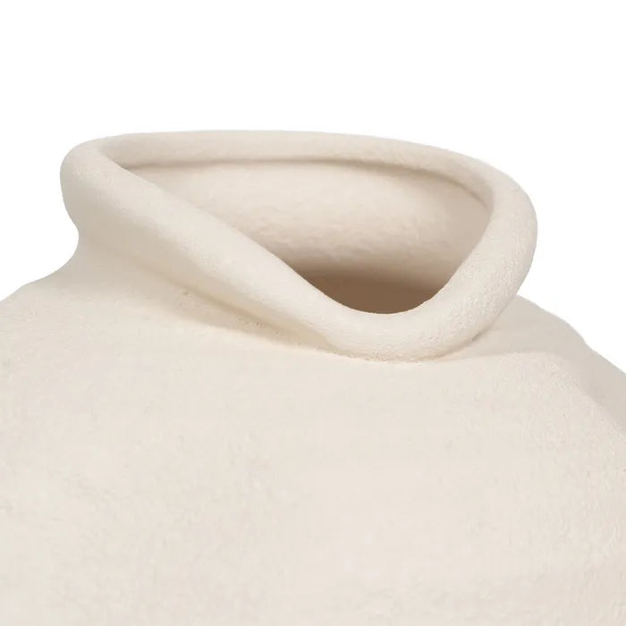 CREAM CERAMIC VASE 19 X 19 X 13 CM