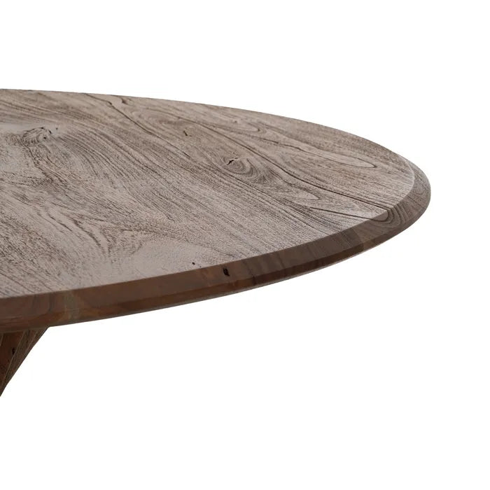 BROWN ACACIA WOOD DINING TABLE 130 X 130 X 76 CM