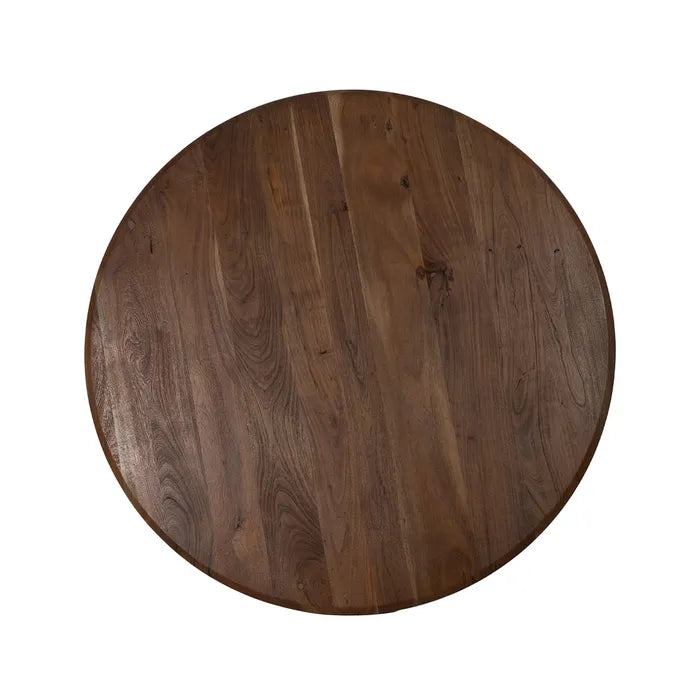 BROWN ACACIA WOOD DINING TABLE 130 X 130 X 76 CM