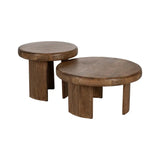 S/2 BROWN MANGO WOOD COFFEE TABLE 80 X 80 X 41 CM