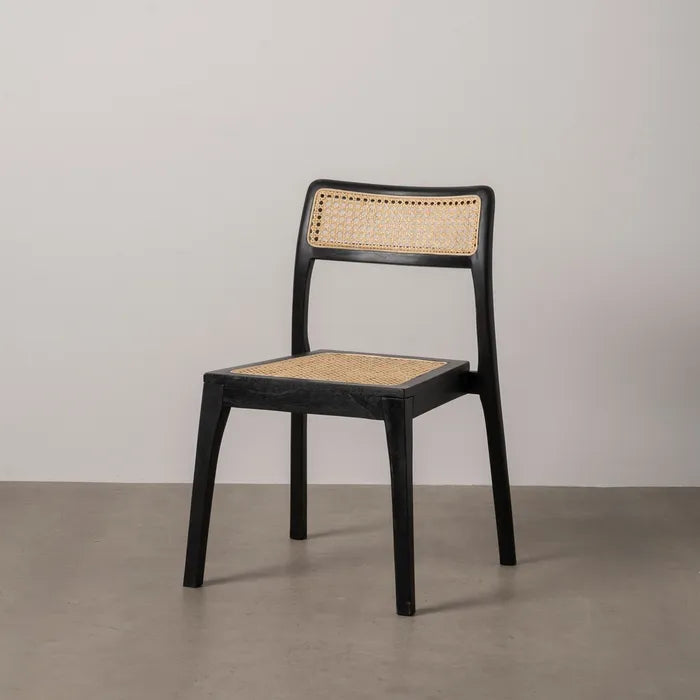 BLACK TEAK WOOD CHAIR 55 X 53 X 79.50 CM