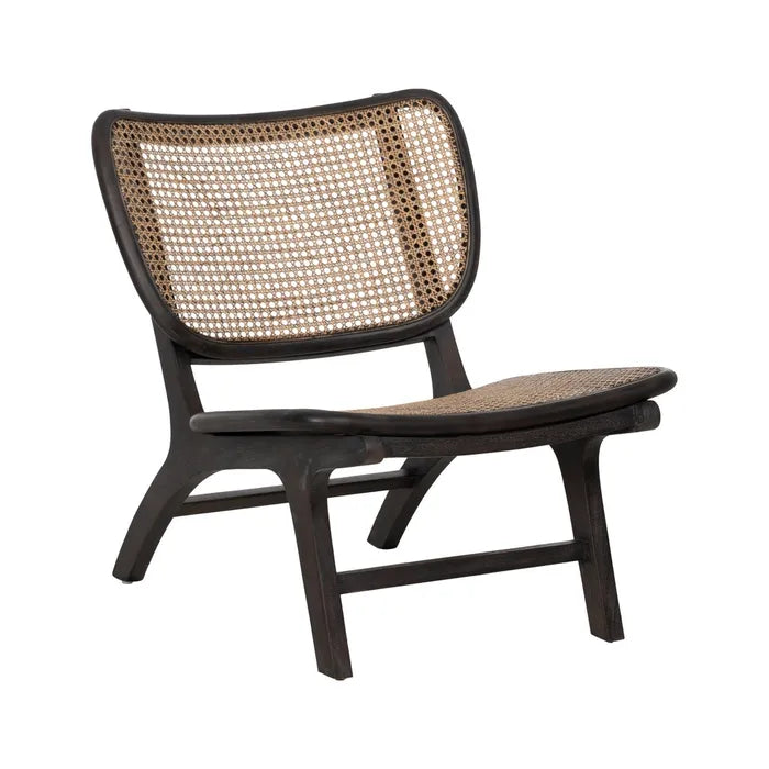 BLACK RATTAN/WOOD ARMCHAIR 84 X 58 X 74 CM