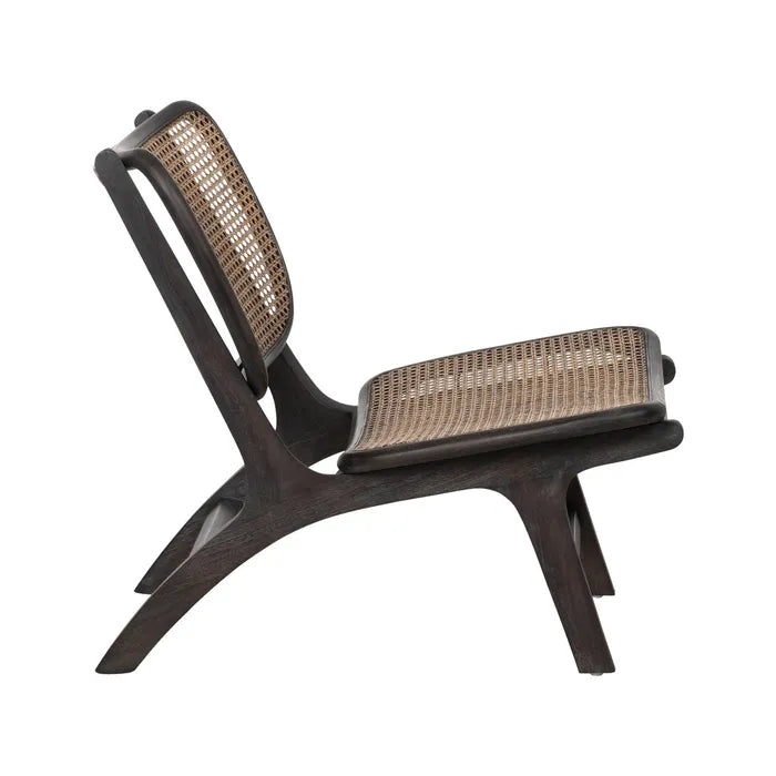 BLACK RATTAN/WOOD ARMCHAIR 84 X 58 X 74 CM