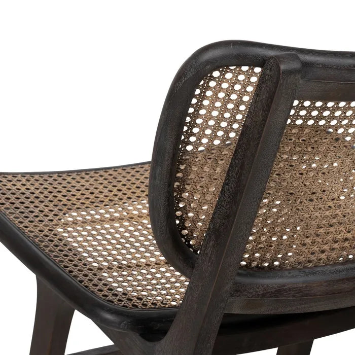 BLACK RATTAN/WOOD ARMCHAIR 84 X 58 X 74 CM