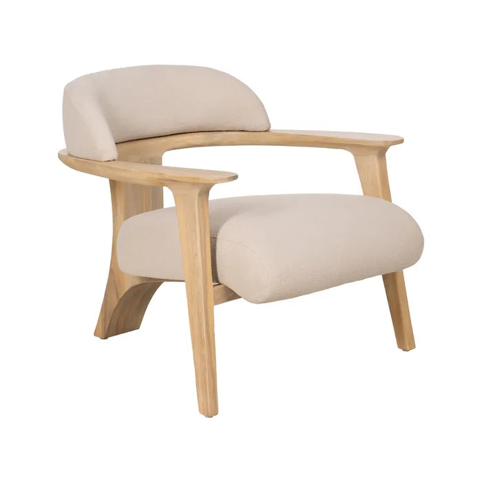 NATURAL FABRIC-WOOD ARMCHAIR 76 X 73 X 68 CM